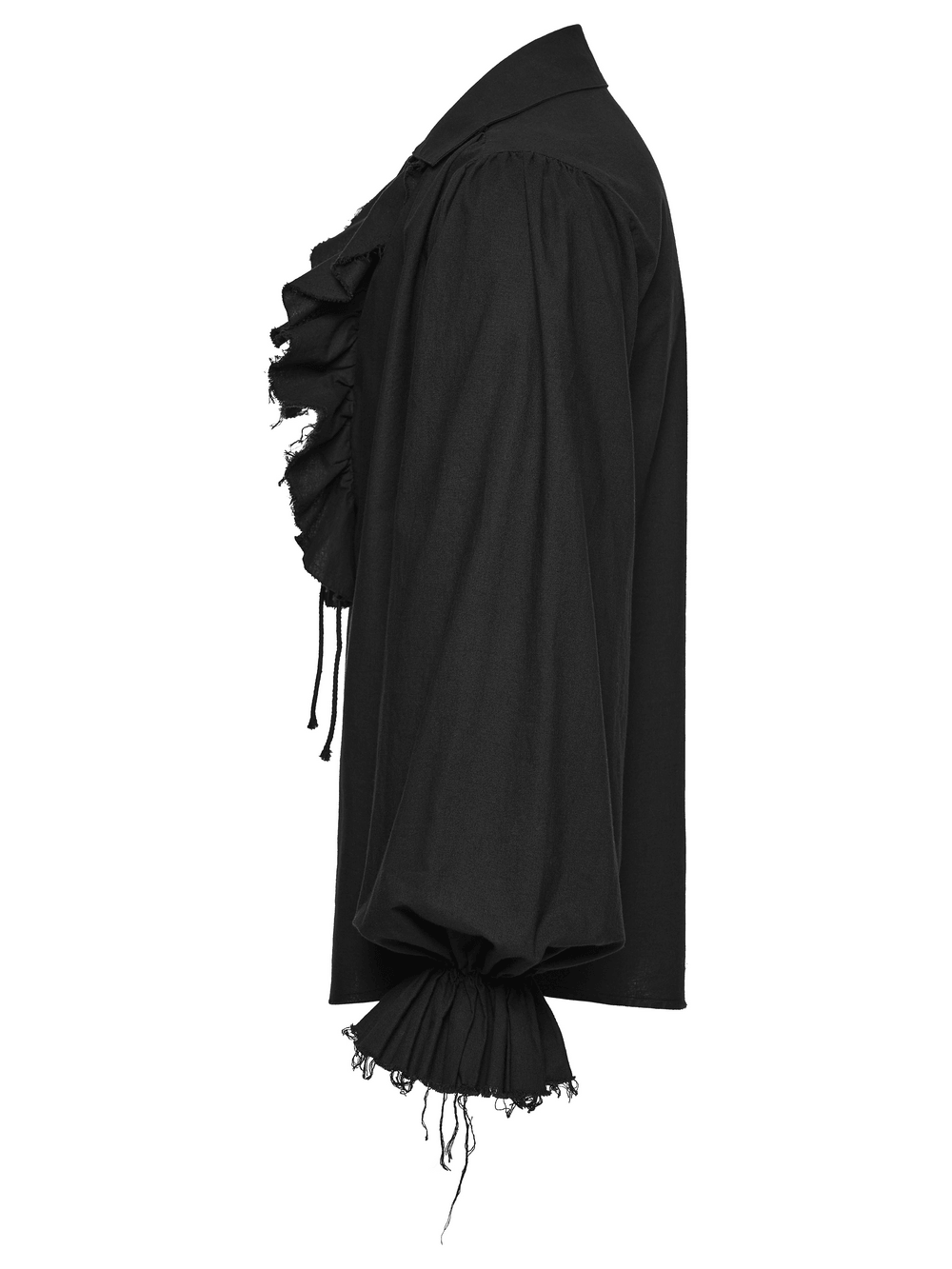 Black Ruffle Lace Up Gothic Poet Shirt for Men