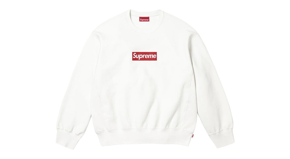 Supreme Washed Box Logo Crewneck White (SS25)