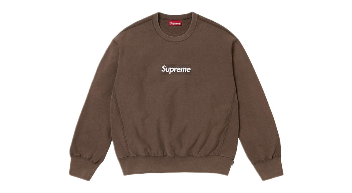 Supreme Washed Box Logo Crewneck Brown (SS25)