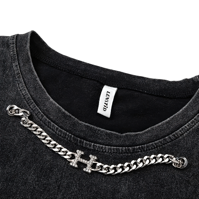 Funny Angels Printed Gothic Tank Tops for Men / Chain Sleeveless Ripped Tshirts