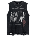 Funny Angels Printed Gothic Tank Tops for Men / Chain Sleeveless Ripped Tshirts