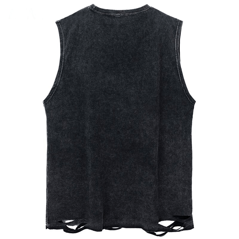 Funny Angels Printed Gothic Tank Tops for Men / Chain Sleeveless Ripped Tshirts