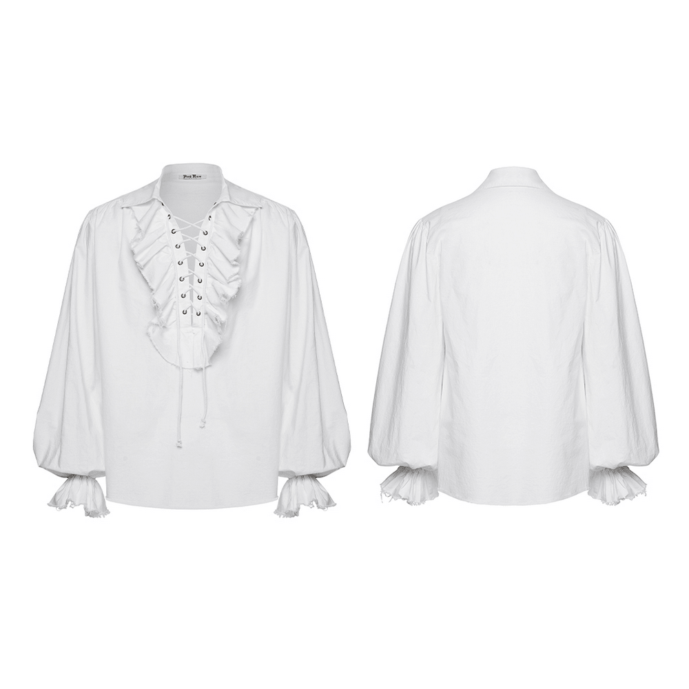 Gothic Retro Shirt with Bubble Sleeves and Ruffles