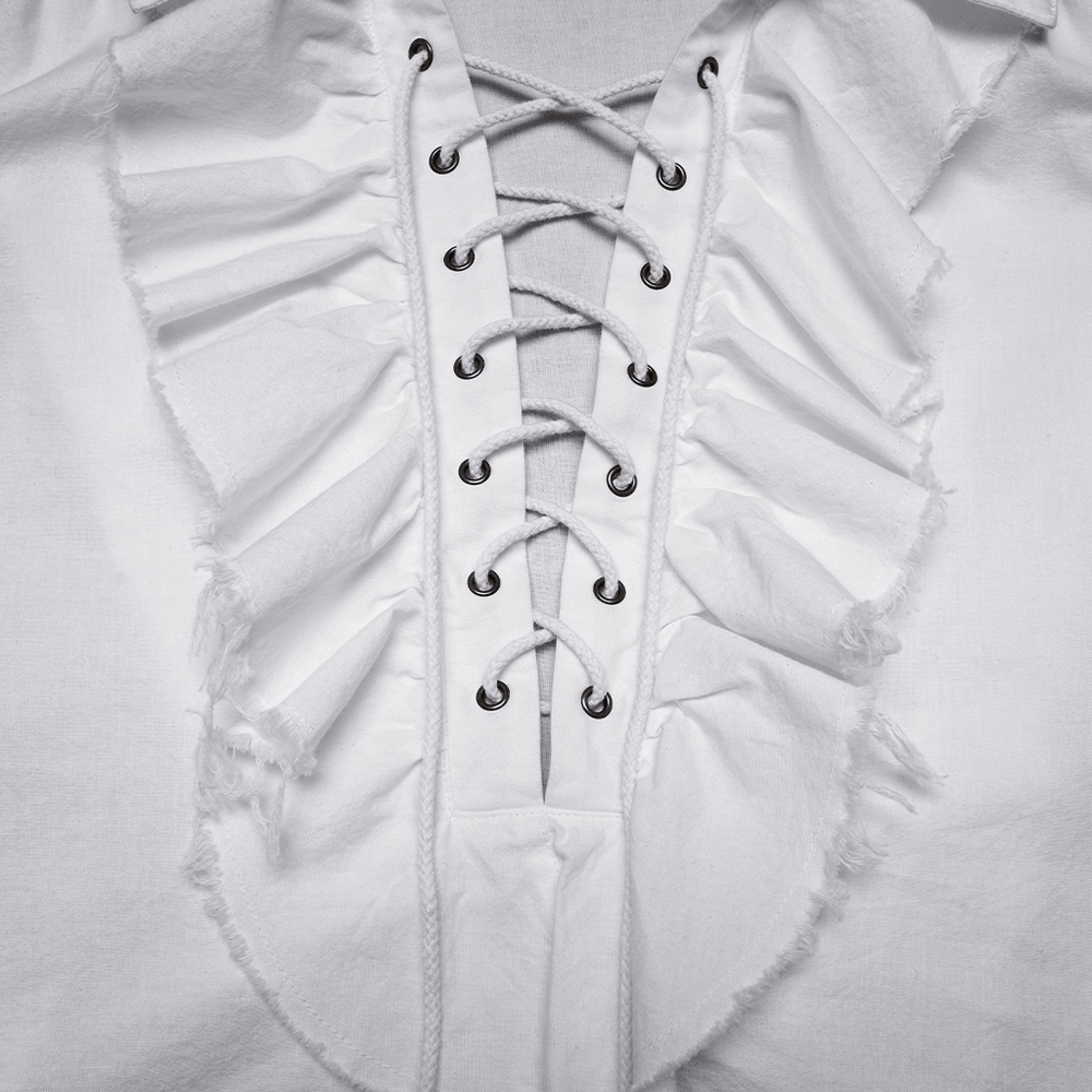 Gothic Retro Shirt with Bubble Sleeves and Ruffles