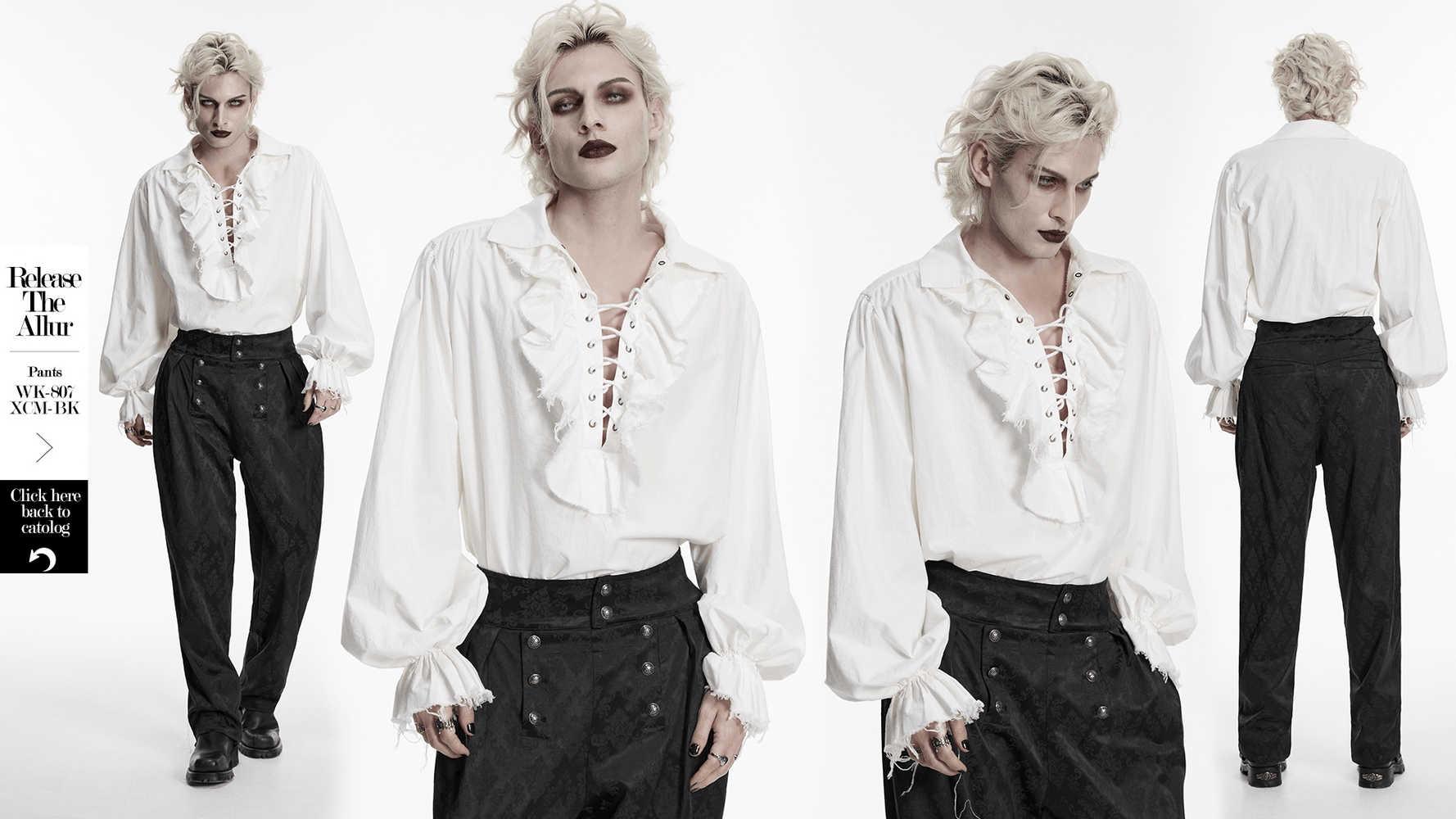 Gothic Retro Shirt with Bubble Sleeves and Ruffles