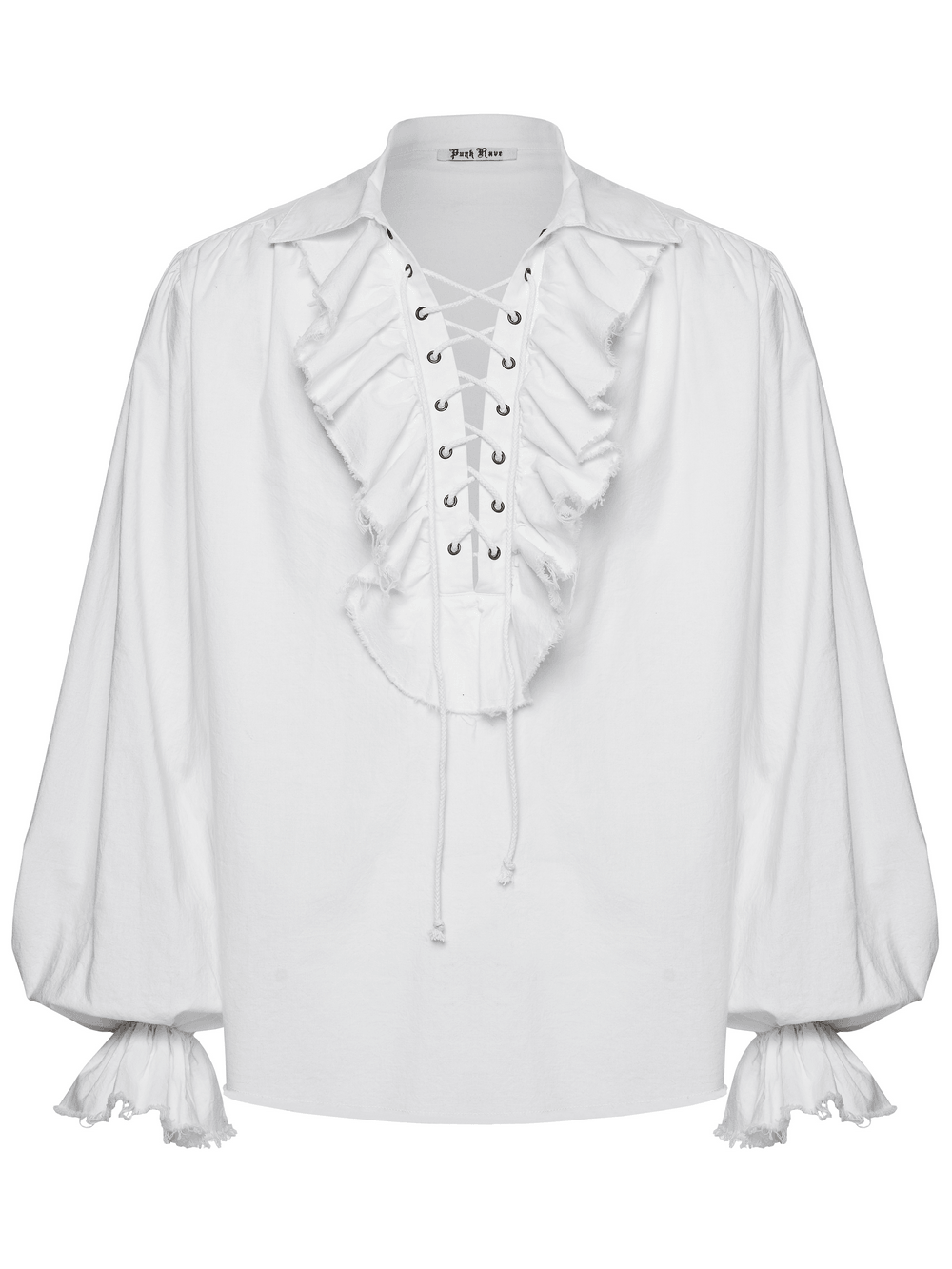 Gothic Retro Shirt with Bubble Sleeves and Ruffles
