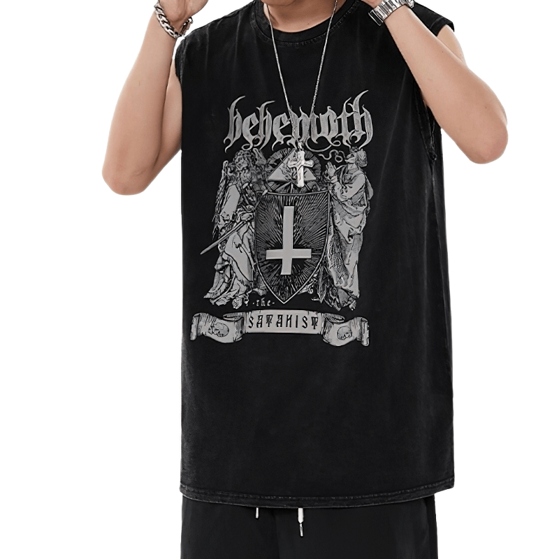 Grunge Loose Graphic Tank Tops / Casual Cotton Sleeveless Tops / Oversized Clothing