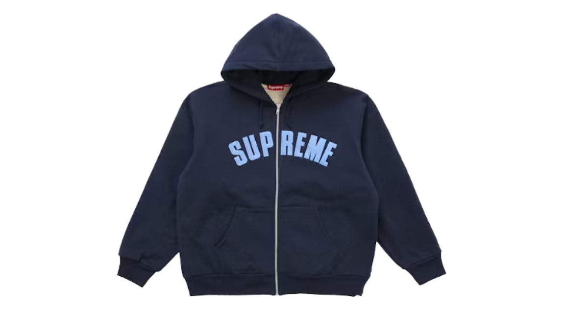 Supreme Arc Thermal Lined Zip Up Hoodie Navy