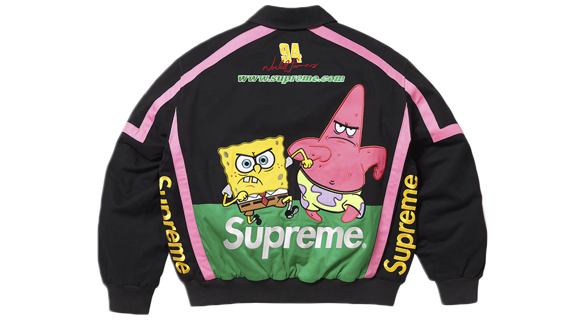 Supreme x SpongeBob SquarePants Jeff Hamilton Racing Jacket Black