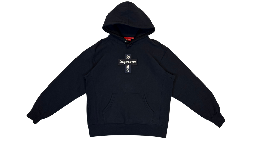 Supreme Cross Box Logo Hoodie Navy (P)