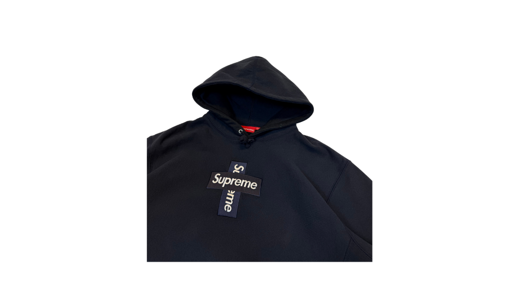 Supreme Cross Box Logo Hoodie Navy (P)