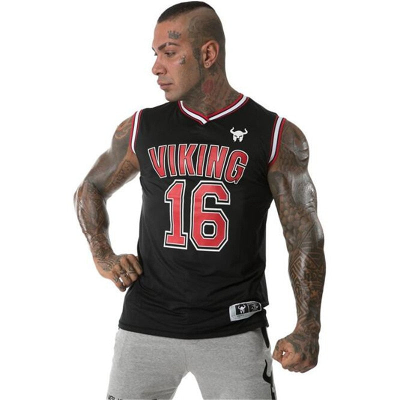 Viking Rock Style Men Gym Tank Tops / Stringer Bodybuilding Fitness sweat breathe freely Clothes