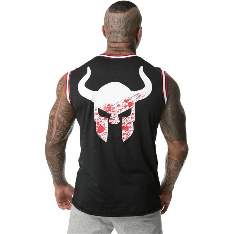 Viking Rock Style Men Gym Tank Tops / Stringer Bodybuilding Fitness sweat breathe freely Clothes