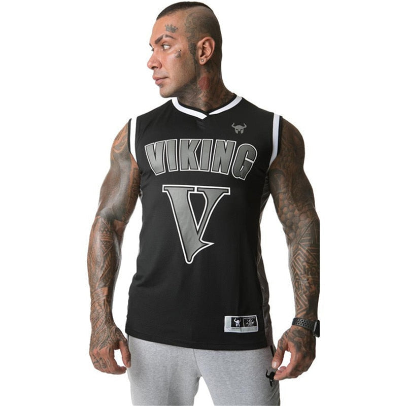 Viking Rock Style Men Gym Tank Tops / Stringer Bodybuilding Fitness sweat breathe freely Clothes