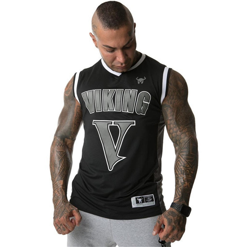 Viking Rock Style Men Gym Tank Tops / Stringer Bodybuilding Fitness sweat breathe freely Clothes