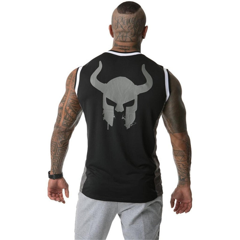 Viking Rock Style Men Gym Tank Tops / Stringer Bodybuilding Fitness sweat breathe freely Clothes