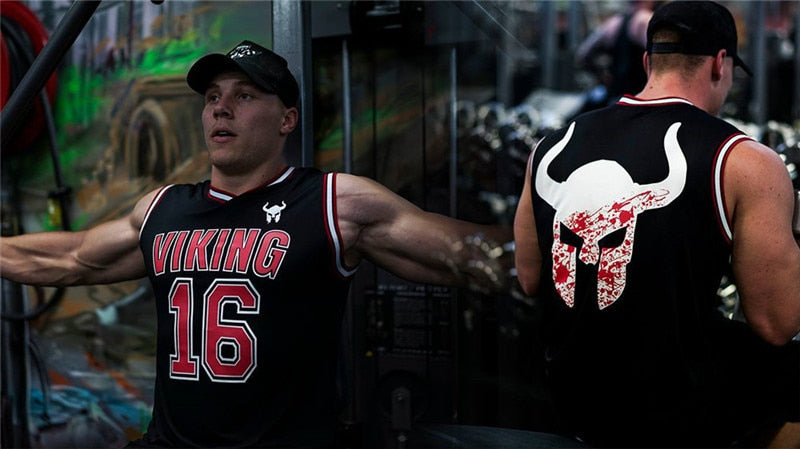 Viking Rock Style Men Gym Tank Tops / Stringer Bodybuilding Fitness sweat breathe freely Clothes