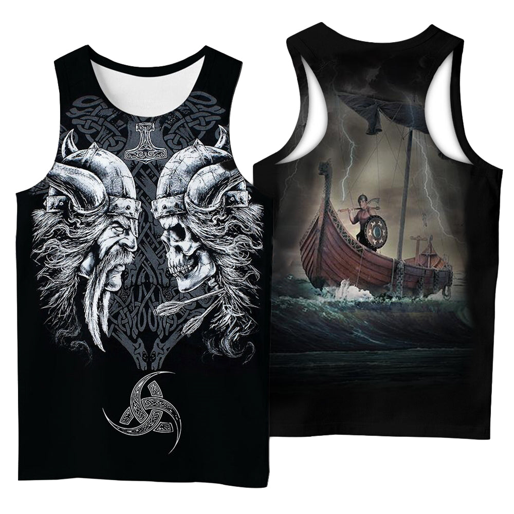 Viking Style 3D Printed Men Sleeveless T-shirt / Nordic Summer Streetwear Model #12