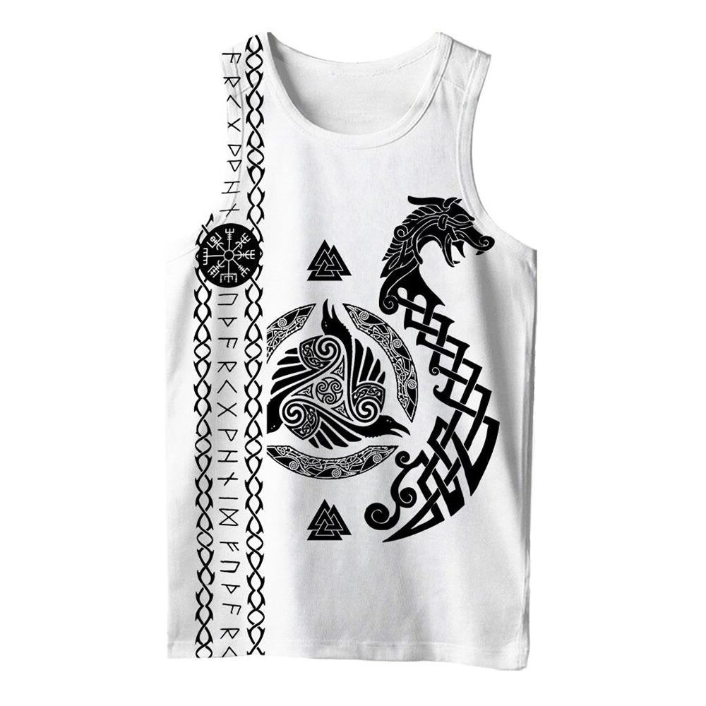 Viking Style 3D Printed Men Sleeveless T-shirt / Nordic Summer Streetwear Model #3