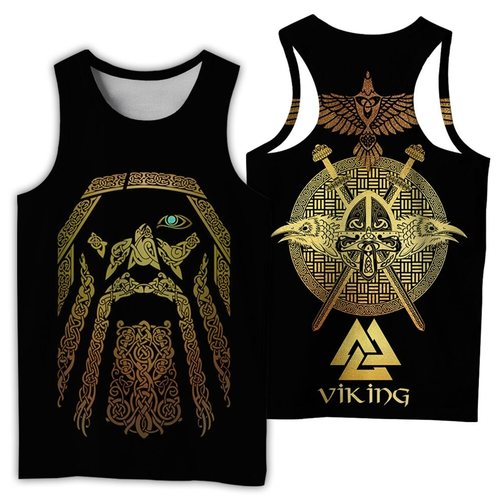 Viking Style 3D Printed Men Sleeveless T-shirt / Nordic Summer Streetwear Model #5