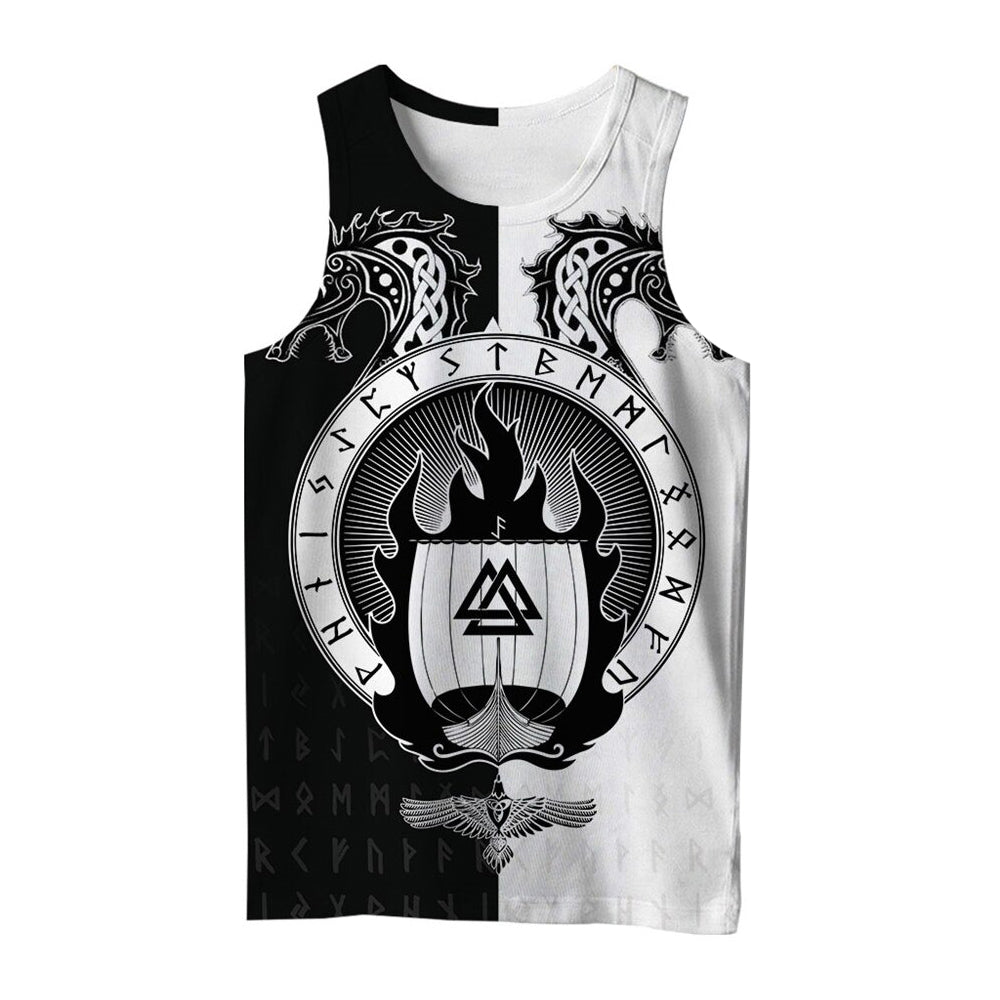 Viking Style 3D Printed Men Sleeveless T-shirt / Nordic Summer Streetwear Model #6
