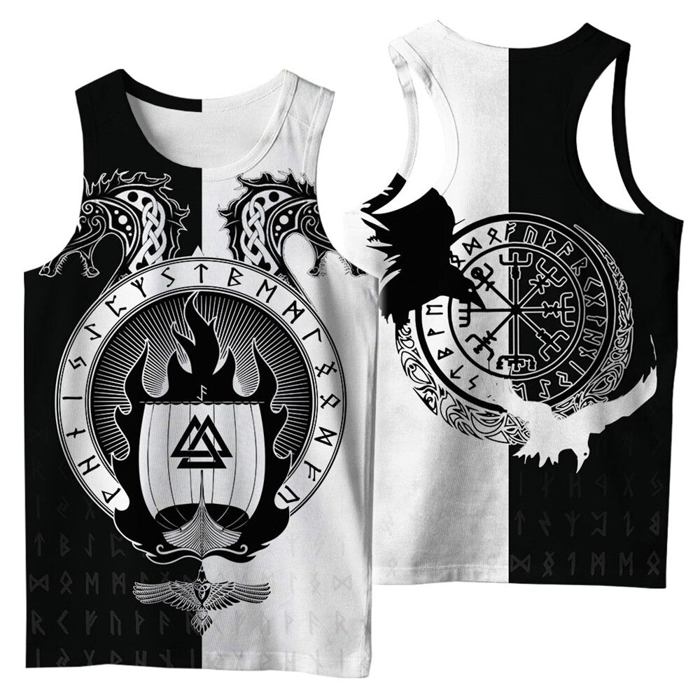 Viking Style 3D Printed Men Sleeveless T-shirt / Nordic Summer Streetwear Model #6