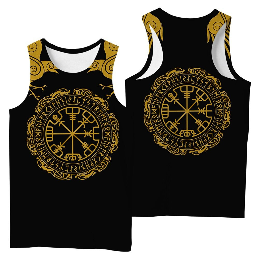 Viking Style 3D Printed Men Sleeveless T-shirt / Nordic Summer Streetwear Model #7