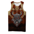 Viking Style 3D Printed Men Sleeveless T-shirt / Nordic Summer Streetwear Model #8