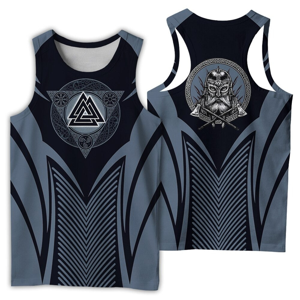 Viking Style 3D Printed Men Sleeveless T-shirt / Nordic Summer Streetwear Model #9
