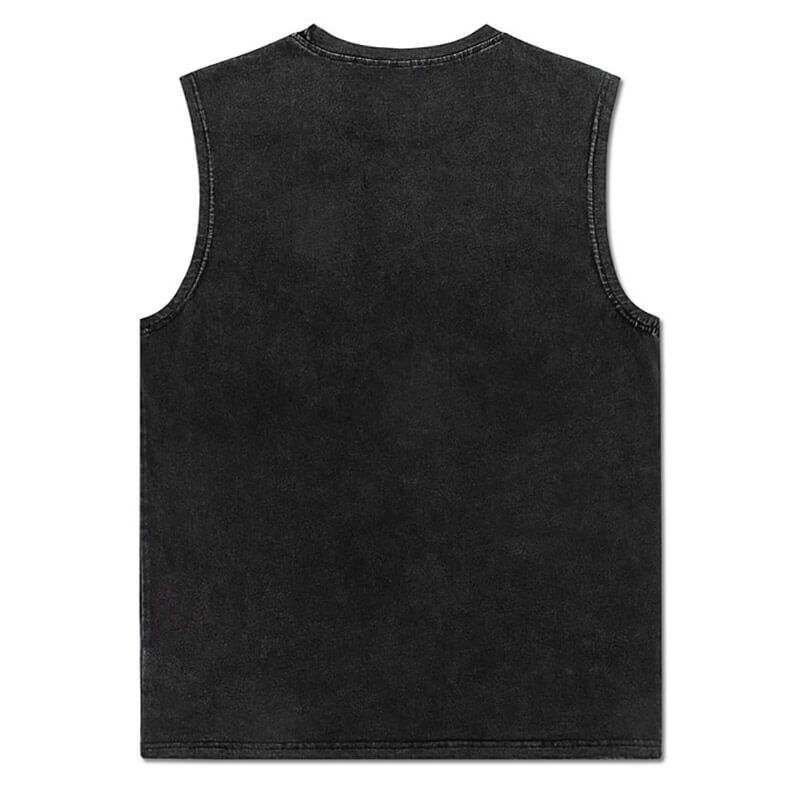 Vintage Black Cotton Tank Top with Letter Graphic Print / Gothic Clothing for Women or Men